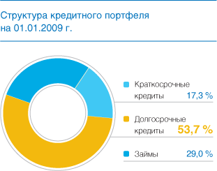 Структура кредитного портфеля на 01.01.2009 г.