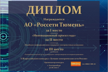 Инновационные, надежные, открытые: компания «Россети Тюмень» стала лауреатом конкурса «Лучшие электрические сети России»